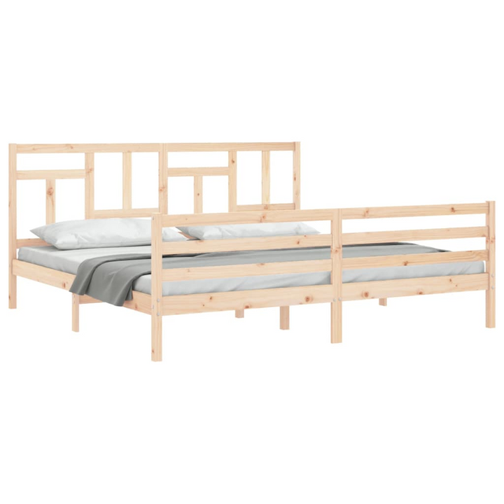 Bed Frame with Headboard Super King Size Solid Wood - Sturdy and Stylish - Premium  from Home Treasures - Just £171.99! Shop now at Home Treasures