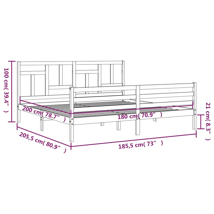 Bed Frame with Headboard Super King Size Solid Wood - Sturdy and Stylish - Premium  from Home Treasures - Just £171.99! Shop now at Home Treasures