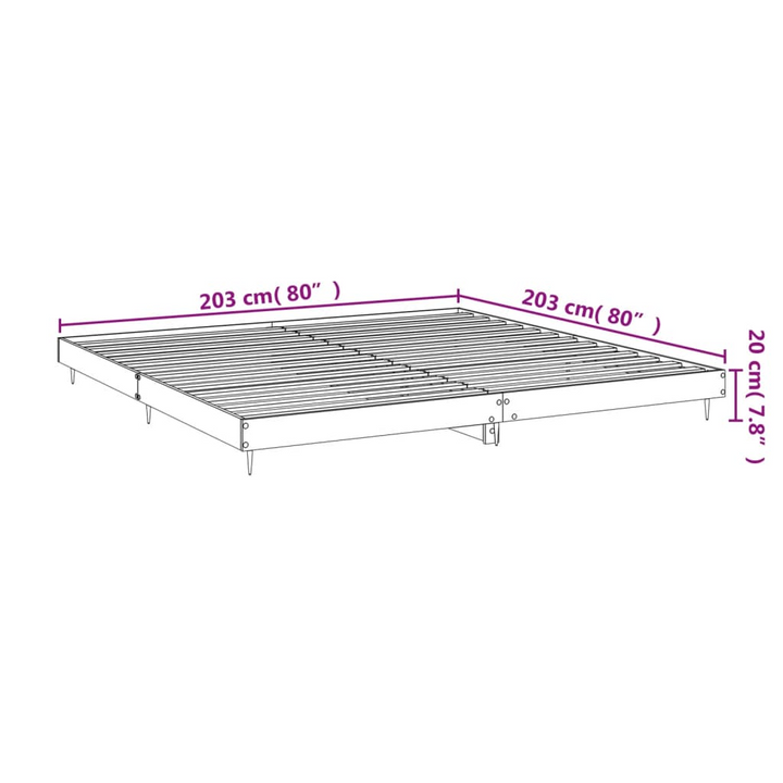 Concrete Grey Bed Frame 200x200cm - Engineered Wood & Metal, Sturdy Design - Emperor - Premium  from Home Treasures - Just £126.99! Shop now at Home Treasures