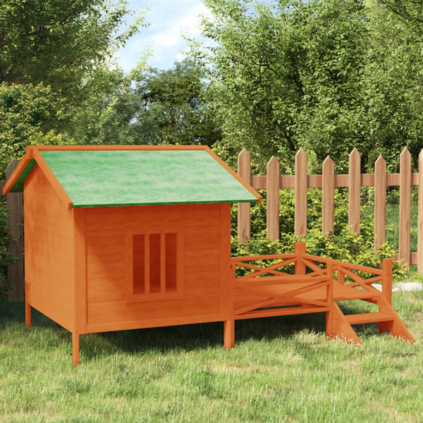 Solid Pine Wood Dog Kennel - Brown, 159x120x88.5 cm | Durable & Spacious Outdoor Pet House - Premium  from Home Treasures - Just £185.99! Shop now at Home Treasures