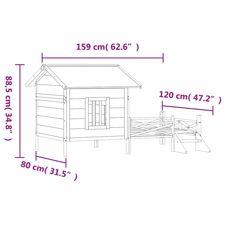 Solid Pine Wood Dog Kennel - Brown, 159x120x88.5 cm | Durable & Spacious Outdoor Pet House - Premium  from Home Treasures - Just £185.99! Shop now at Home Treasures