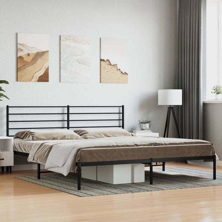 Metal Bed Frame with Headboard Black 180x200 cm Super King - Sturdy Construction, Sleek Design, Extra Storage Space - Premium  from Home Treasures - Just £118.99! Shop now at Home Treasures