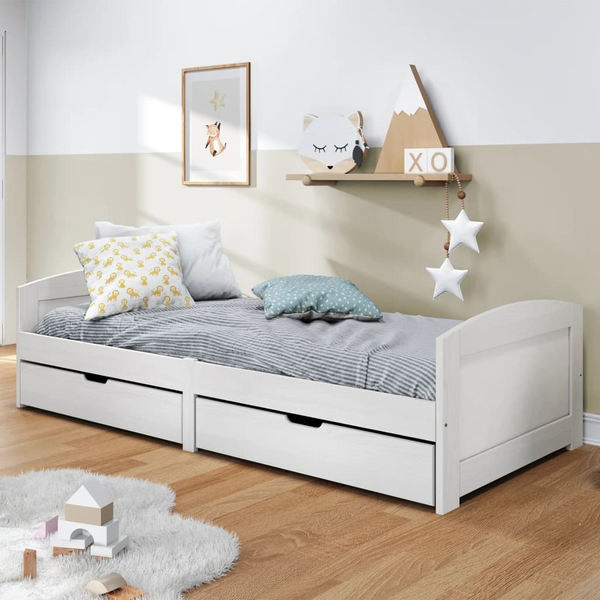 Solid Pine Day Bed with 2 Drawers (White) - 90 x 200 cm | Versatile Bed & Sofa with Extra Storage - Premium  from Home Treasures - Just £246.99! Shop now at Home Treasures