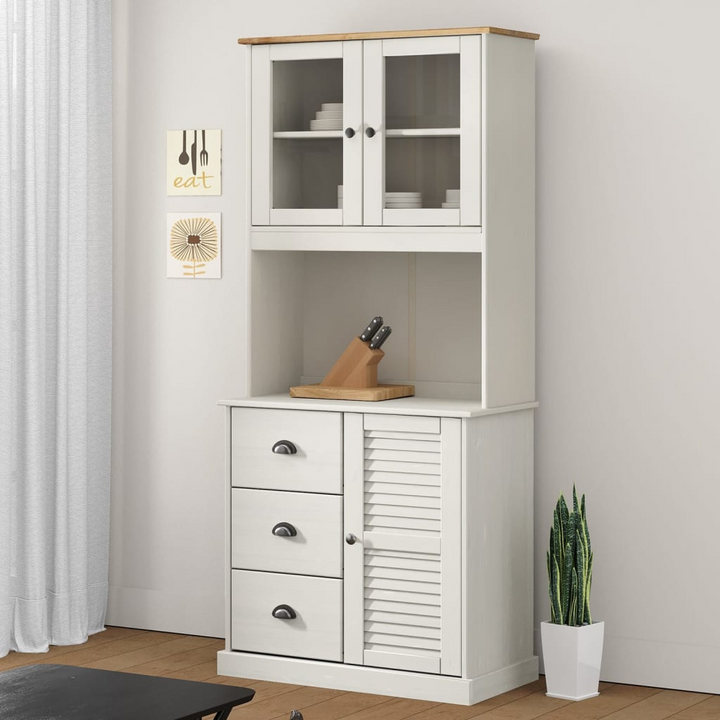 VIGO Highboard in White - 78x40x175 cm Solid Pine Wood, Elegant Storage Solution - Premium  from Home Treasures - Just £315.99! Shop now at Home Treasures