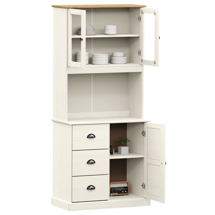 VIGO Highboard in White - 78x40x175 cm Solid Pine Wood, Elegant Storage Solution - Premium  from Home Treasures - Just £315.99! Shop now at Home Treasures