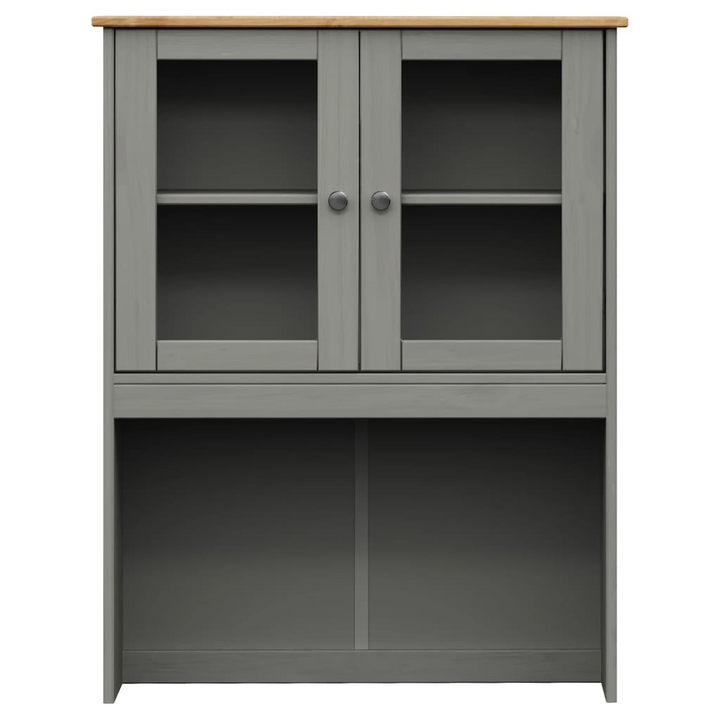 VIGO Highboard in Grey 78x40x175 cm - Solid Pine Wood Cabinet with Glass Doors & Metal Handles - Premium  from Home Treasures - Just £299.99! Shop now at Home Treasures