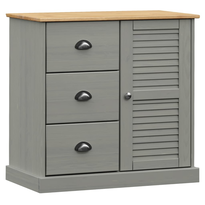 VIGO Highboard in Grey 78x40x175 cm - Solid Pine Wood Cabinet with Glass Doors & Metal Handles - Premium  from Home Treasures - Just £299.99! Shop now at Home Treasures