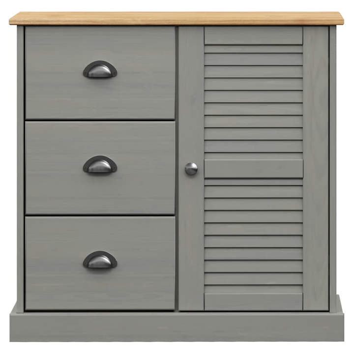 VIGO Highboard in Grey 78x40x175 cm - Solid Pine Wood Cabinet with Glass Doors & Metal Handles - Premium  from Home Treasures - Just £299.99! Shop now at Home Treasures