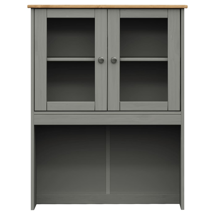 Stylish VIGO Highboard in Grey - Solid Pine Wood with Ample Storage and Glass Doors, 78x40x175 cm - Premium  from Home Treasures - Just £326.99! Shop now at Home Treasures