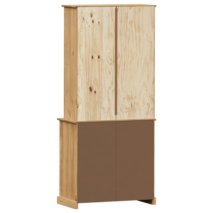 VIGO Solid Pine Wood Highboard with Glass Doors and Metal Handles - 78x40x175 cm - Premium  from Home Treasures - Just £383.99! Shop now at Home Treasures