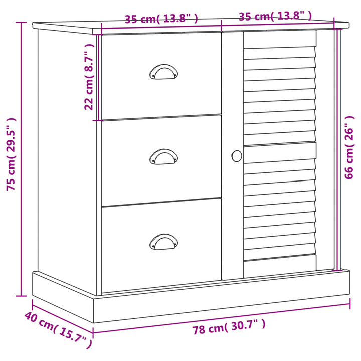 Elegant VIGO Sideboard with Drawers | Compact, Stylish Storage Solution in White Solid Pine Wood - Premium  from Home Treasures - Just £158.99! Shop now at Home Treasures