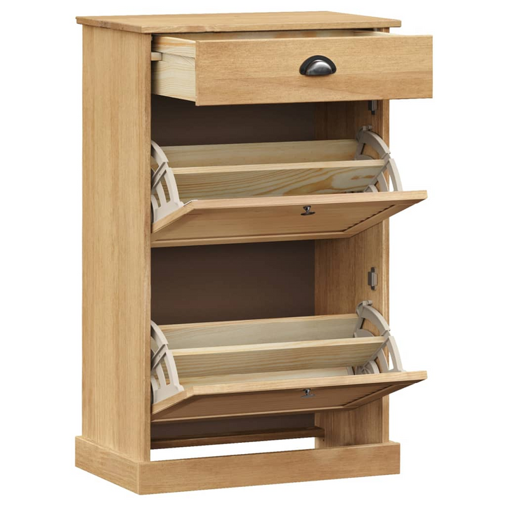 VIGO Shoe Cabinet - Solid Pine Wood, 2-Door Rustic Shoe Storage, 60x35x96 cm - Premium  from Home Treasures - Just £136.99! Shop now at Home Treasures