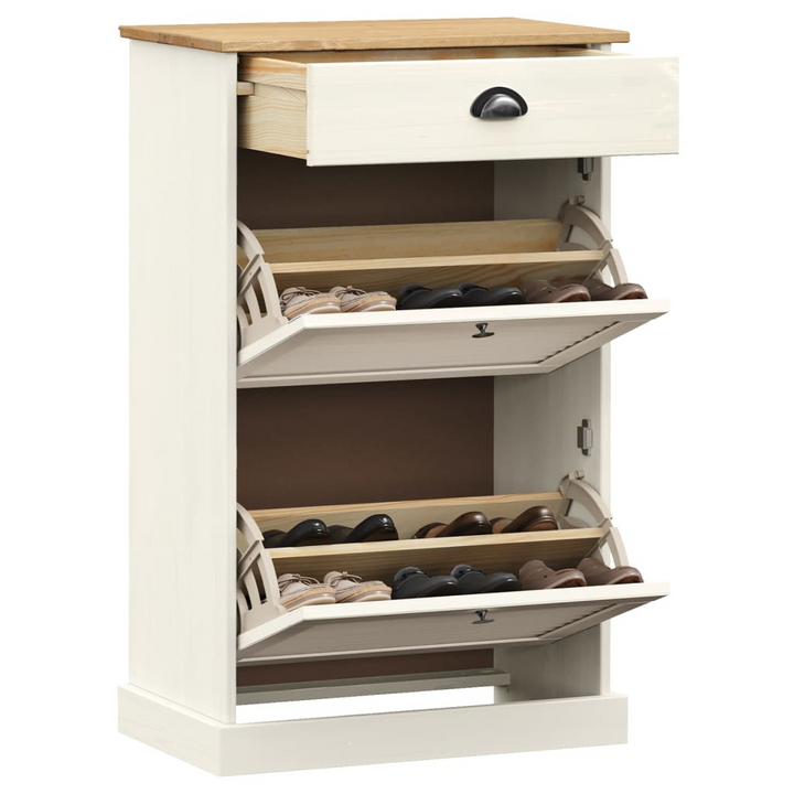 VIGO Shoe Cabinet 60x35x96 cm – White Solid Pine Wood, Ample Storage & Easy Maintenance - Premium  from Home Treasures - Just £136.99! Shop now at Home Treasures