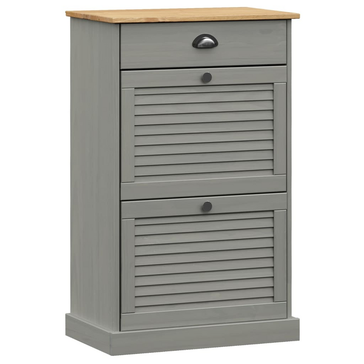 VIGO Shoe Cabinet - Organize 24 Pairs, Grey Solid Pine Wood, 60x35x96 cm - Premium  from Home Treasures - Just £123.99! Shop now at Home Treasures