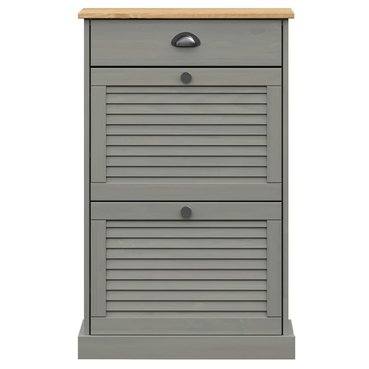 VIGO Shoe Cabinet - Organize 24 Pairs, Grey Solid Pine Wood, 60x35x96 cm - Premium  from Home Treasures - Just £123.99! Shop now at Home Treasures