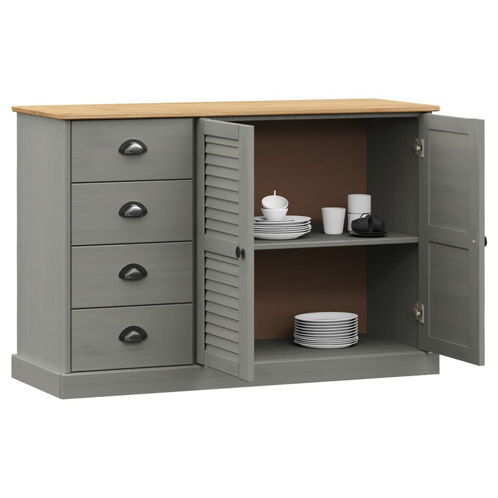 Stylish VIGO Grey Sideboard with Drawers - Solid Pine Wood Storage Cabinet 113x40x75 cm - Premium  from Home Treasures - Just £222.99! Shop now at Home Treasures