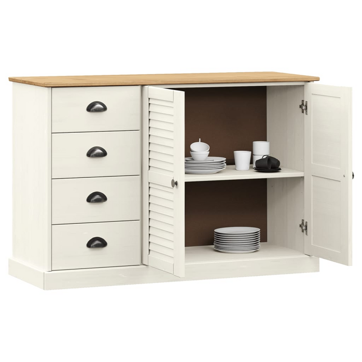 VIGO Solid Pine Wood Sideboard with Drawers in White 113x40x75 cm - Elegant Storage Solution - Premium  from Home Treasures - Just £237.99! Shop now at Home Treasures