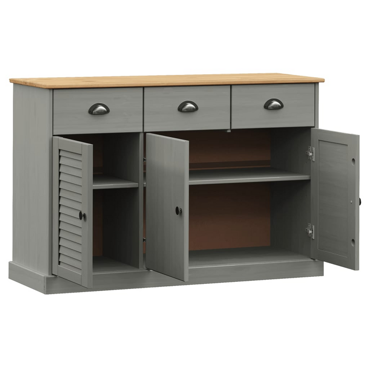 Elegant VIGO Solid Wood Pine Sideboard with Drawers in Grey - 113x40x75 cm - Premium  from Home Treasures - Just £221.99! Shop now at Home Treasures