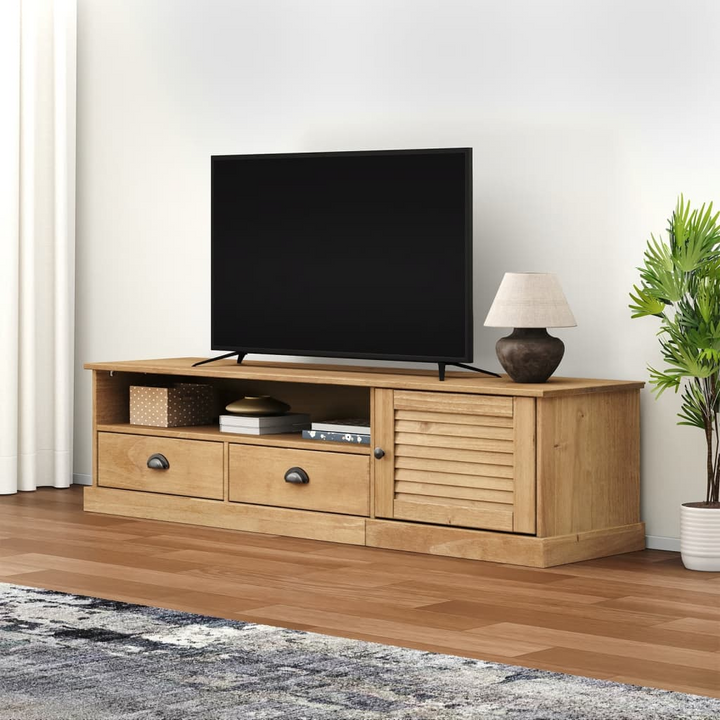 VIGO Solid Pine Wood TV Cabinet - 156x40x40 cm with Ample Storage - Rustic Charm, Durable, Easy Maintenance - Premium  from Home Treasures - Just £156.99! Shop now at Home Treasures