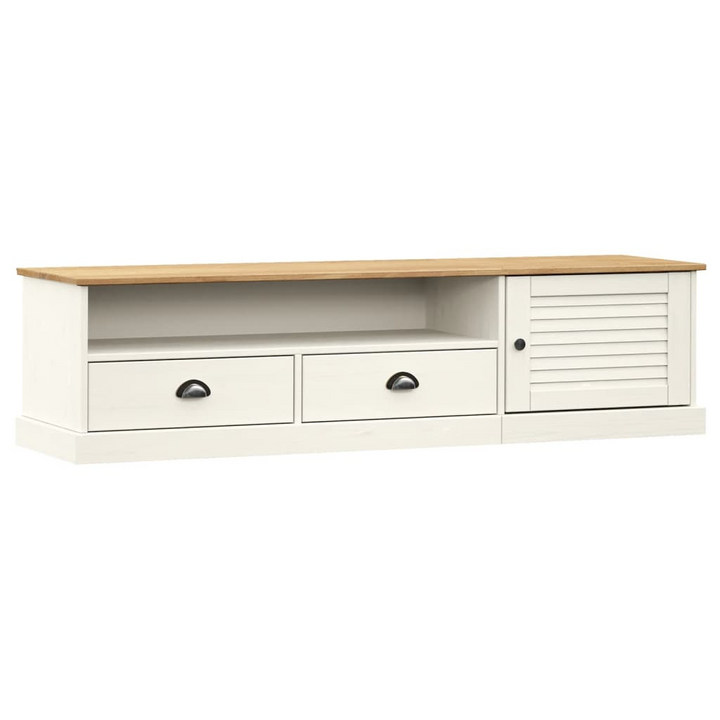 VIGO TV Cabinet in White - 156x40x40 cm Solid Wood Pine | Stylish & Durable Media Console with Ample Storage - Premium  from Home Treasures - Just £149.99! Shop now at Home Treasures