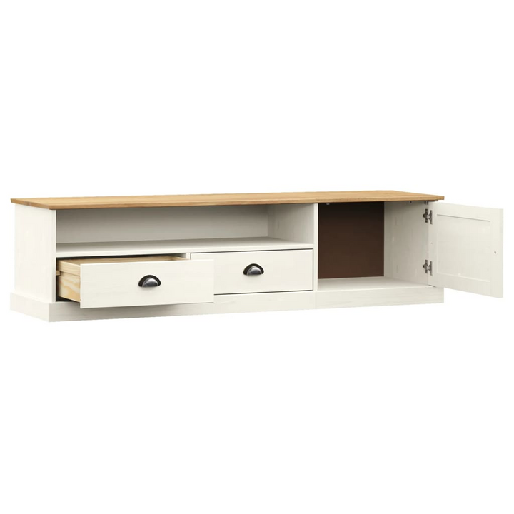 VIGO TV Cabinet in White - 156x40x40 cm Solid Wood Pine | Stylish & Durable Media Console with Ample Storage - Premium  from Home Treasures - Just £149.99! Shop now at Home Treasures