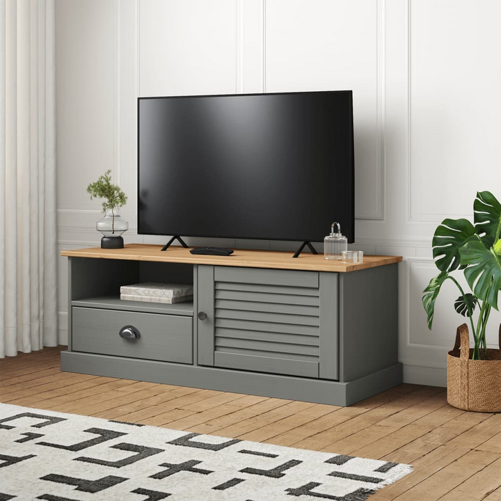 VIGO Grey TV Cabinet - Solid Pine Wood, 106x40x40 cm | Stylish & Durable Media Console w/ Ample Storage - Premium  from Home Treasures - Just £80.99! Shop now at Home Treasures