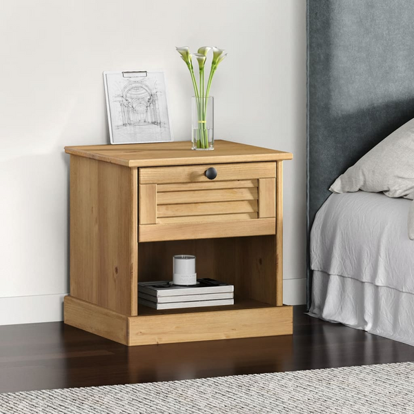 VIGO Bedside Cabinet - Solid Pine Wood with Honey Wax Finish - Stylish & Durable Nightstand, 42x35x42 cm - Premium  from Home Treasures - Just £56.99! Shop now at Home Treasures