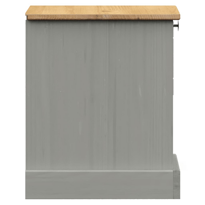 VIGO Grey Bedside Cabinet 42x35x42 cm - Solid Pine Wood with Ample Storage & Stylish Metal Knob - Premium  from Home Treasures - Just £40.99! Shop now at Home Treasures