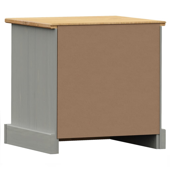 VIGO Grey Bedside Cabinet 42x35x42 cm - Solid Pine Wood with Ample Storage & Stylish Metal Knob - Premium  from Home Treasures - Just £40.99! Shop now at Home Treasures