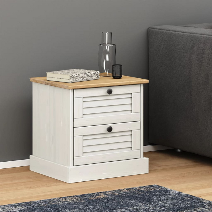 VIGO White Bedside Cabinet 42x35x42 cm - Solid Pine Wood with Storage Drawers for Bedroom and Living Room - Premium  from Home Treasures - Just £47.99! Shop now at Home Treasures