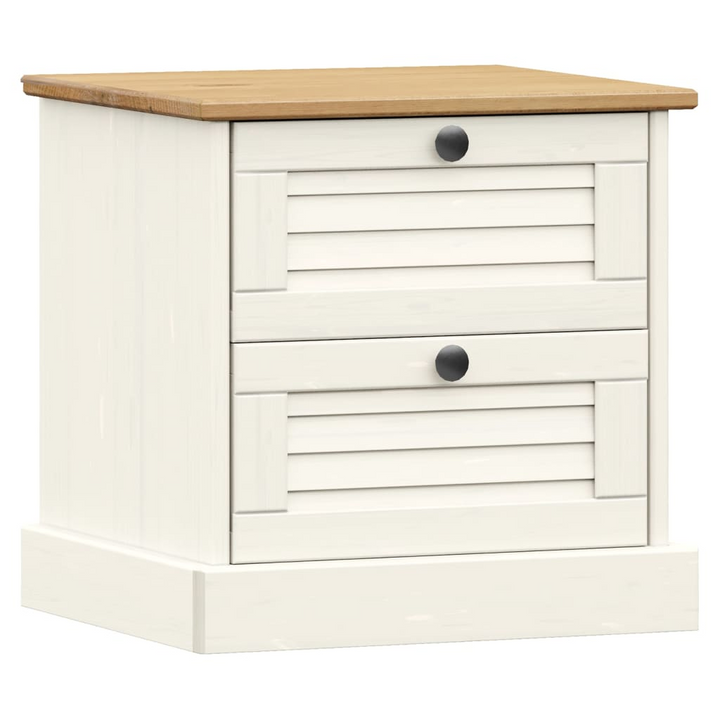 VIGO White Bedside Cabinet 42x35x42 cm - Solid Pine Wood with Storage Drawers for Bedroom and Living Room - Premium  from Home Treasures - Just £47.99! Shop now at Home Treasures