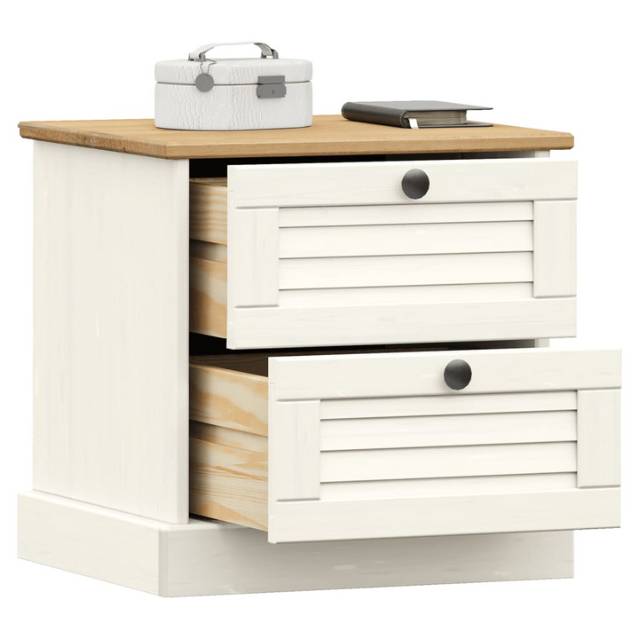 VIGO White Bedside Cabinet 42x35x42 cm - Solid Pine Wood with Storage Drawers for Bedroom and Living Room - Premium  from Home Treasures - Just £47.99! Shop now at Home Treasures