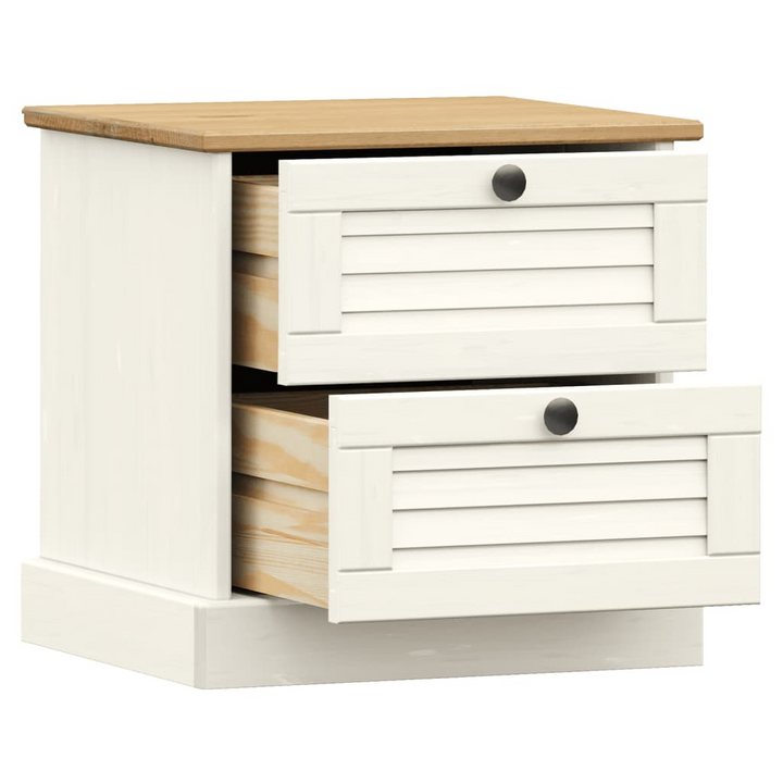 VIGO White Bedside Cabinet 42x35x42 cm - Solid Pine Wood with Storage Drawers for Bedroom and Living Room - Premium  from Home Treasures - Just £47.99! Shop now at Home Treasures