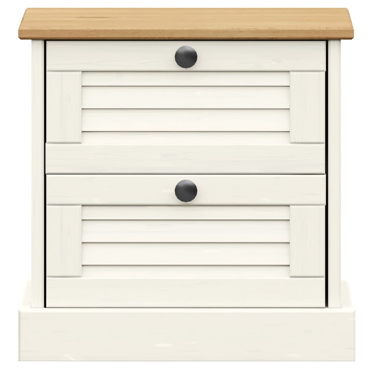 VIGO White Bedside Cabinet 42x35x42 cm - Solid Pine Wood with Storage Drawers for Bedroom and Living Room - Premium  from Home Treasures - Just £47.99! Shop now at Home Treasures