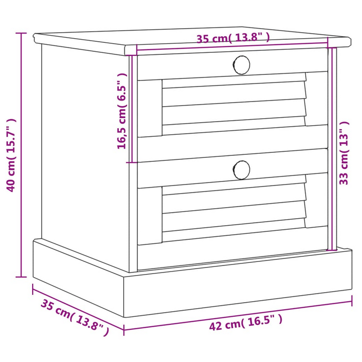 VIGO White Bedside Cabinet 42x35x42 cm - Solid Pine Wood with Storage Drawers for Bedroom and Living Room - Premium  from Home Treasures - Just £47.99! Shop now at Home Treasures