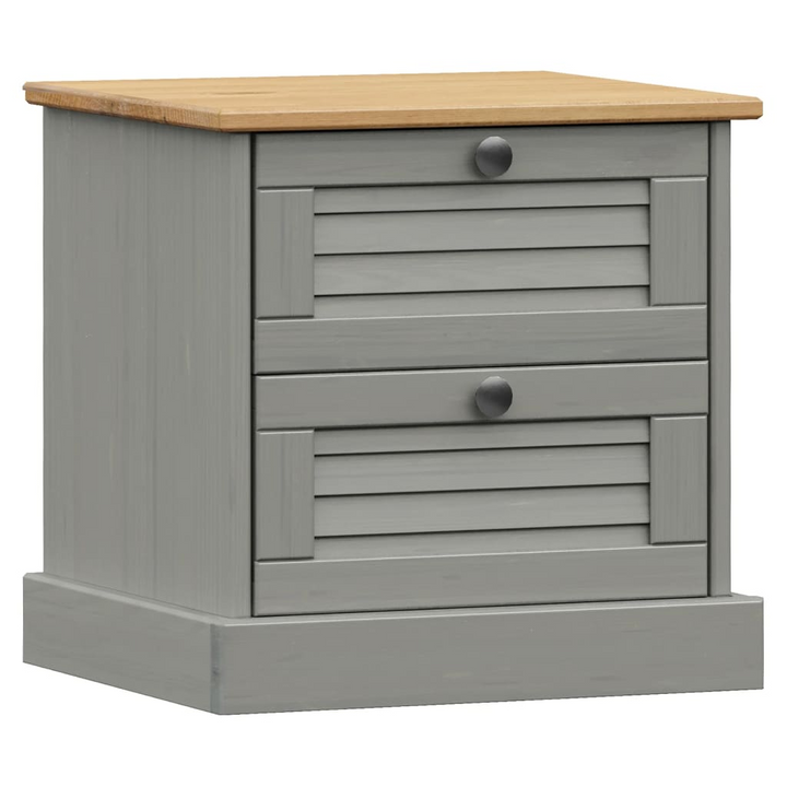 VIGO Bedside Cabinet in Grey - Solid Pine Wood Nightstand with 2 Drawers, 42x35x42 cm - Premium  from Home Treasures - Just £42.99! Shop now at Home Treasures