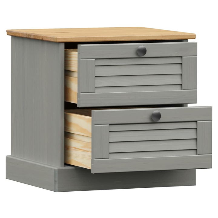 VIGO Bedside Cabinet in Grey - Solid Pine Wood Nightstand with 2 Drawers, 42x35x42 cm - Premium  from Home Treasures - Just £42.99! Shop now at Home Treasures