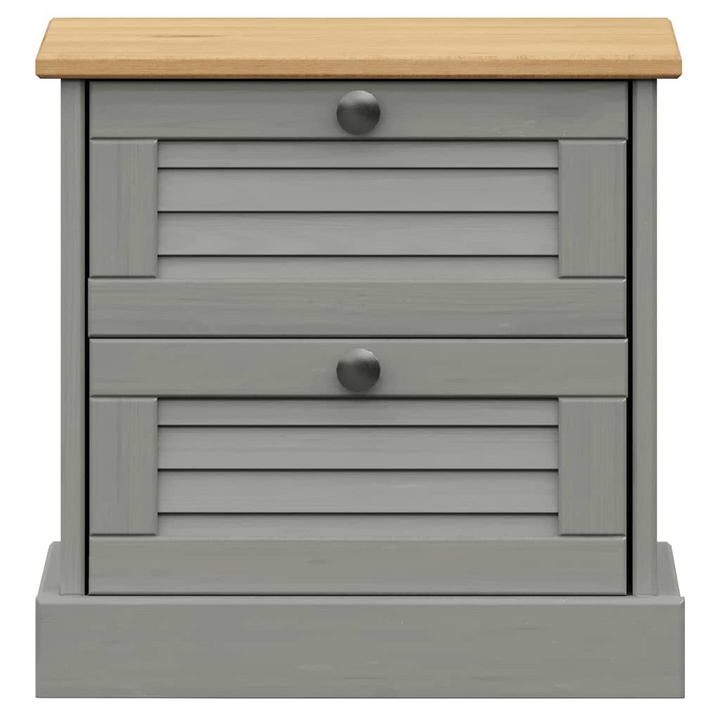 VIGO Bedside Cabinet in Grey - Solid Pine Wood Nightstand with 2 Drawers, 42x35x42 cm - Premium  from Home Treasures - Just £42.99! Shop now at Home Treasures