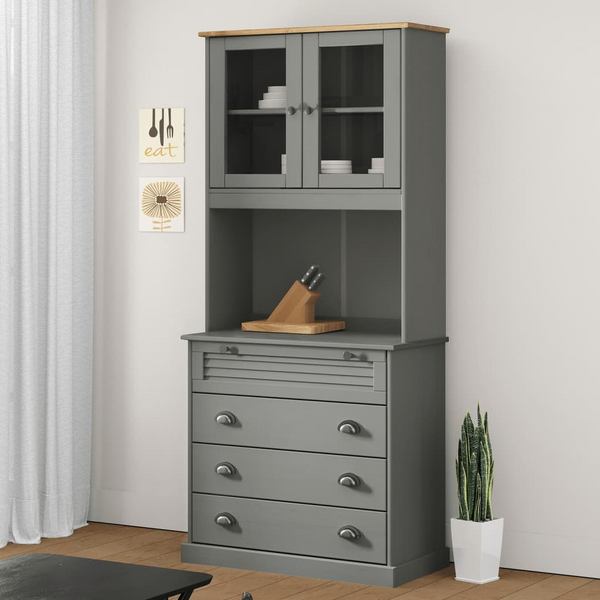 VIGO Highboard in Grey - Solid Pine Wood, 80x40x176 cm, Elegant Design and Ample Storage - Premium  from Home Treasures - Just £321.99! Shop now at Home Treasures