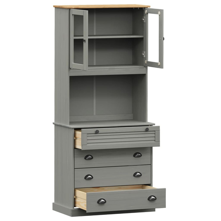 VIGO Highboard in Grey - Solid Pine Wood, 80x40x176 cm, Elegant Design and Ample Storage - Premium  from Home Treasures - Just £308.99! Shop now at Home Treasures