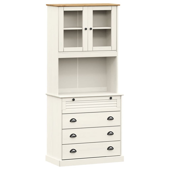 VIGO Highboard in White 80x40x176 cm | Solid Pine Wood Buffet Cabinet with Glass Doors and Ample Storage - Premium  from Home Treasures - Just £361.99! Shop now at Home Treasures