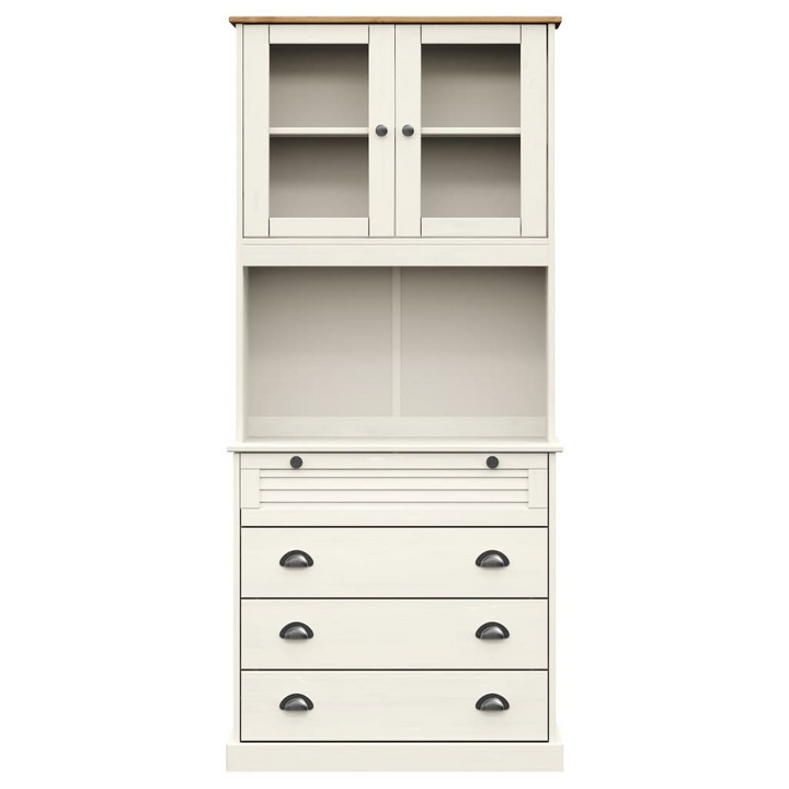 VIGO Highboard in White 80x40x176 cm | Solid Pine Wood Buffet Cabinet with Glass Doors and Ample Storage - Premium  from Home Treasures - Just £361.99! Shop now at Home Treasures