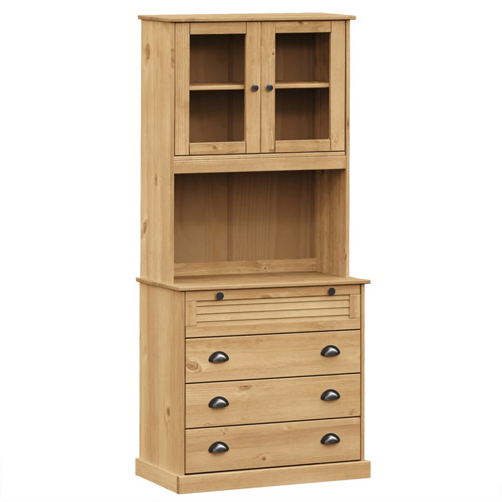 VIGO Highboard | 80x40x176 cm | Elegant Pine Wood Storage Cabinet with Glass Doors & Metal Handles - Premium  from Home Treasures - Just £334.99! Shop now at Home Treasures