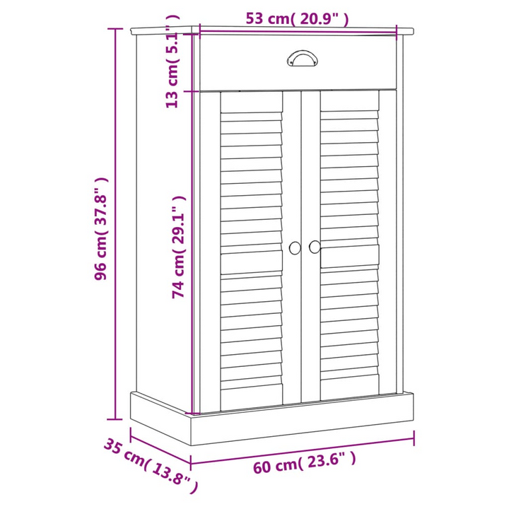 VIGO Shoe Cabinet in White - Solid Pine Wood, 60x35x96 cm | Stylish & Durable Storage - Premium  from Home Treasures - Just £191.99! Shop now at Home Treasures