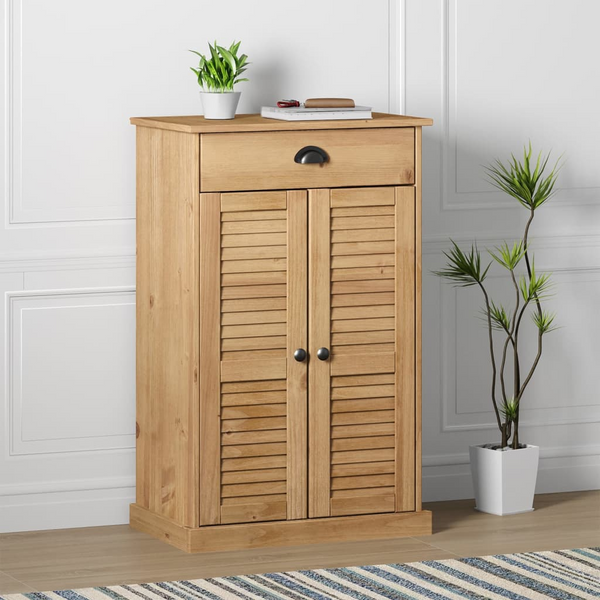 VIGO Solid Pine Wood Shoe Cabinet with Shelves & Drawer - 60x35x96 cm - Premium  from Home Treasures - Just £177.99! Shop now at Home Treasures