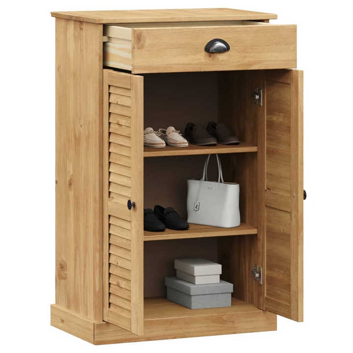 VIGO Solid Pine Wood Shoe Cabinet with Shelves & Drawer - 60x35x96 cm - Premium  from Home Treasures - Just £177.99! Shop now at Home Treasures