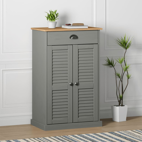 VIGO Shoe Cabinet in Grey - 60x35x96 cm Solid Pine Wood with Ample Storage - Premium  from Home Treasures - Just £149.99! Shop now at Home Treasures