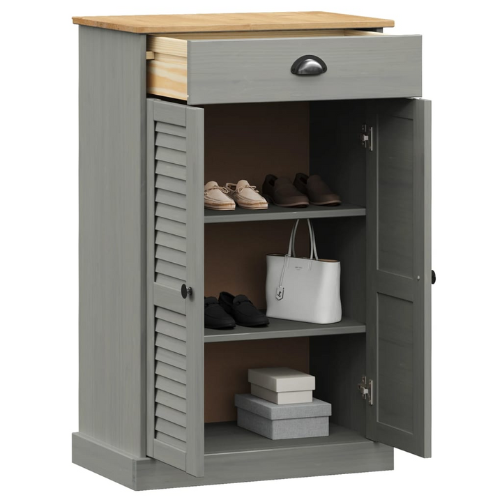 VIGO Shoe Cabinet in Grey - 60x35x96 cm Solid Pine Wood with Ample Storage - Premium  from Home Treasures - Just £138.99! Shop now at Home Treasures