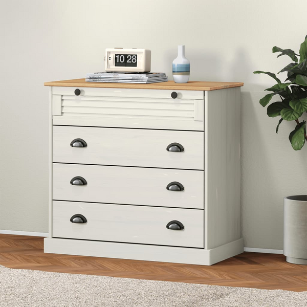 VIGO Chest of Drawers, White 80x40x76 cm Solid Wood Pine - Premium  from Home Treasures - Just £202.99! Shop now at Home Treasures