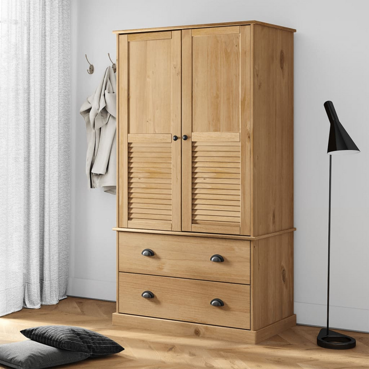 VIGO Solid Pine Wood Wardrobe 90x55x176 cm - Spacious Storage Closet with Drawers & Metal Handles - Premium  from Home Treasures - Just £395.99! Shop now at Home Treasures